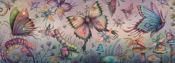 Ilustraciones etéreas de polillas mágicas con alas iluminantes